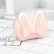1pc Cute Bowknot Rabbit Compact Coin Purse, DIY Decor Pendant Suitable For Student & Women Backpack, Fashionable & Versatile - Multicolor - View 7