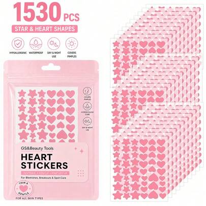 1530 piezas/1020 piezas/510 piezas/255 piezas/102 piezas/51 piezas Pegatinas de estrellas rosas, pegatinas decorativas con forma de estrella de colores lindos, portátiles, adecuadas para fotografía, maquillaje, uso diario, ligeramente resistentes al agua, fáciles de despegar, aplicables para manualidades lindas DIY, Navidad, vacaciones, regalos de fiesta, regalos de regreso a la escuela