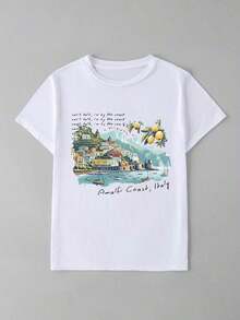 Camiseta holgada y cómoda de manga corta para uso diario y casual, Camisa de la de Amalfi, Camiseta de viaje a Italia, Camiseta de viaje a la de Amalfi para chicas de Italia, Camiseta de Positano Italia, Camiseta recuerdo de vacaciones en Italia, Parte superior de Amalfi con diseño de verano vintage, Blusas adorables, Adecuada para uso diario y casual, Usar para fiestas, Apropiada como regalo - Blanco - Ver 5