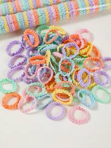 200pcs Girls Spring Color Lace Minimalist Hair Ties, Non-Damaging Hair Elastics, Small Hair Scrunchies, High Elasticity Hair Ropes, Hair Accessories For Daily Use - Multicolor - View 2