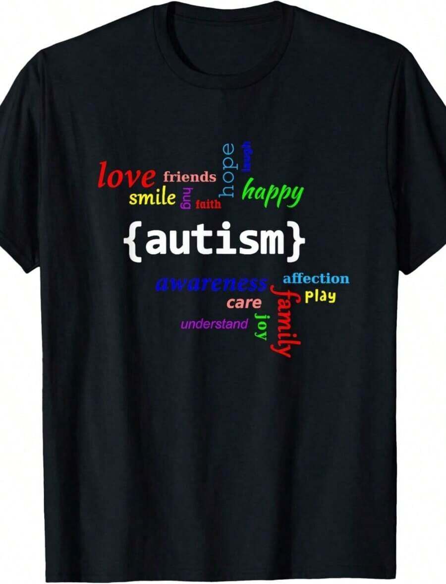 Camia de Concientización sobre el Autismo con Piezas de Rompecabezas Coloridas "Be Kind", Talla Pequeña, Transpirable y Cómoda - Negro 8 - Ver 1