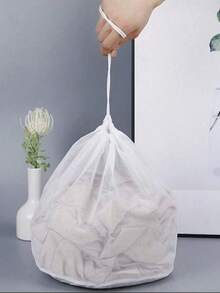 3pcs Mesh Laundry Bag Set (Small/Medium/Large) - Transparent Drawstring Washing Machine Protection Bags For Socks/Bras/Delicate Clothing | Reusable Clothing Organizer Bags (Home And Travel Use) - White - View 5