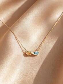 Dây chuyền tối giản 2 đá quý tượng trưng cho tháng sinh, dây chuyền gia đình bằng vàng 18K, mặt dây chuyền vàng, trang sức dành cho mẹ và con gái, quà tặng Ngày của Mẹ cho người phụ nữ - Kiểu 2 - Xem 3