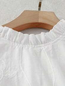 Camisa sin mangas de mujer con bordado y volantes - Blanco - Ver 4