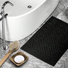 Pack Of 2 Bath Mats For Bathroom Floor – 50x80 Cm Terry Cloth Towelling Rug With Geometric Jacquard Pattern – 900 GSM Hotel Style Mat – Machine Washable - White - View 2