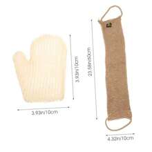 Genérico Guantes Exfoliantes de Cuerpo Doble Cara 2 Piezas Guante Tejido de Fibra Natural y Estropajo de Yute 60X11 CM Cepillo de Espalda para Ducha Exfoliante Corporal para Baño y - Colores surtidos - Ver 3