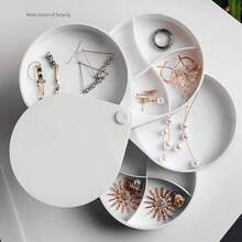 Jewelry Case Jewelry Box, Small Jewelry Storage Box for Women, 4-Layer Rotating Travel Jewelry Tray Case Lid Earring Holder for Bracelets Rings Jewelry - Un color - Ver 7