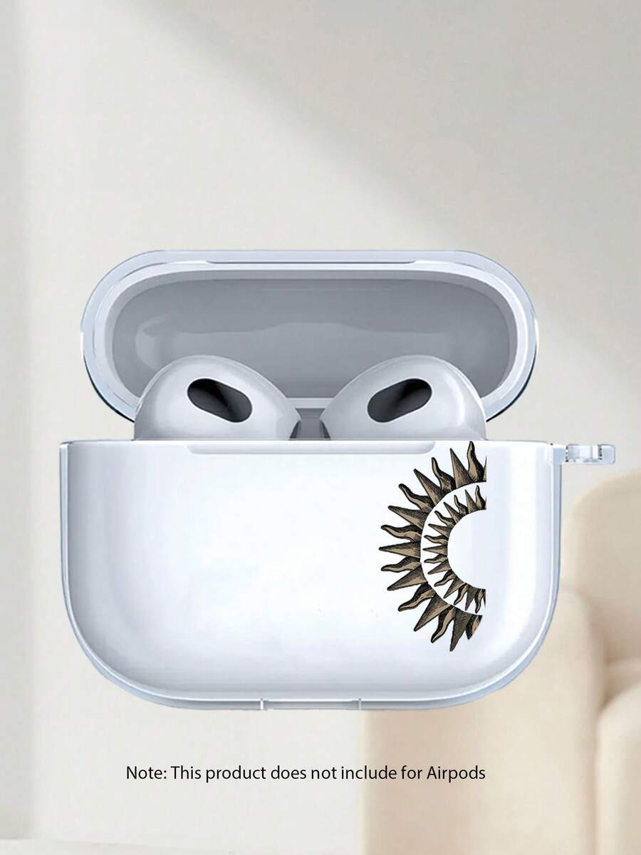 1pc Retro Sun Totem Pattern Transparent Earphone Case, Fashionable And Versatile, Compatible With Airpods2/3/4/Pro/Pro2/Pro3, Suitable As Birthday Gift For Family And Friends - Clear - View 1