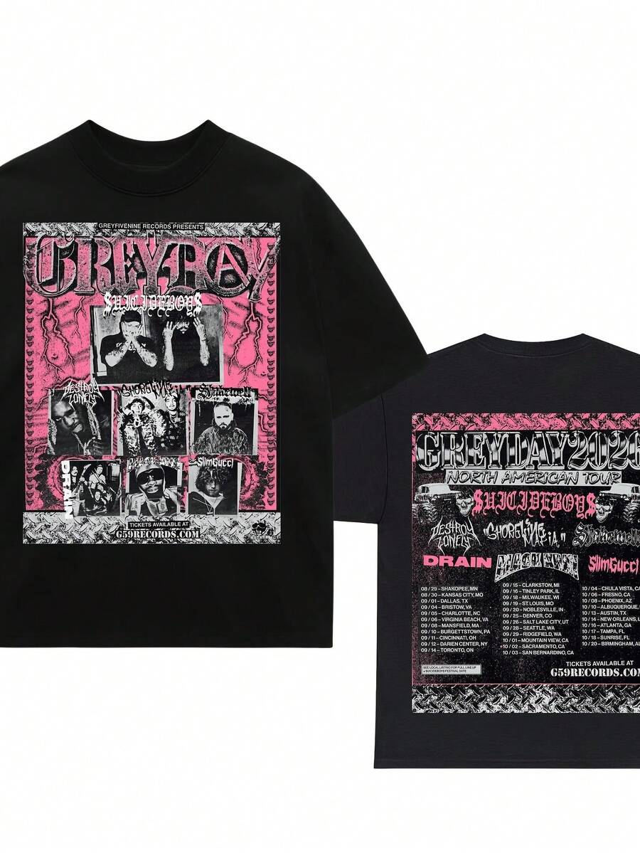 2026 Tour Shirt G59 Merch Uni Rapper Clothing - Black - View 1