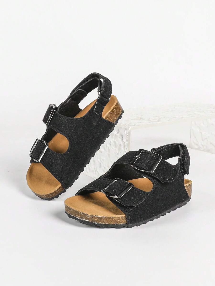 Sepatu Flat Anak Klasik Bergaya, Sandal Gabus Vintage untuk Balita - Hitam - View 1