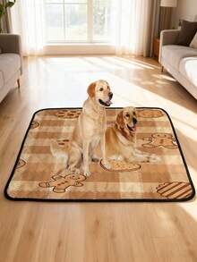 1pc Plaid Cookie Heart Pattern Pet Mat, Dog Bed Mat, Cute Cartoon Pet Mat, Pet Resting Mat, Machine Washable, Suitable For All Seasons - Multicolor - View 3
