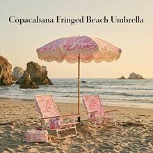6FT Outdoor Patio Umbrella With Fringe Tassels, Portable Boho Beach Umbrella With Push Button Tilt And Carrying Bag, UV Protection Sun Shade Canopy For Poolside Garden And Backyard, Reef Crimson - 礁紅 - 查看 5