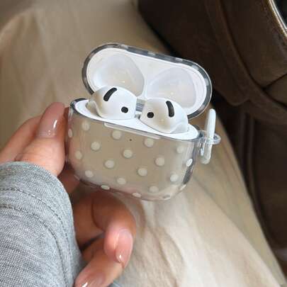 Minimalist Solid Color Elegant Semi-Transparent Gray Background White Polka Dot Earphone Anti-Lost Hanging Loop Earphone Case Suitable For Airpods 4th Gen, Cute Earphone Cover For Apple 2nd/3rd Gen, New Pro 3 Korean Style Earphone Case Pro 2, Fashion Minimalist Earphone Protective Case