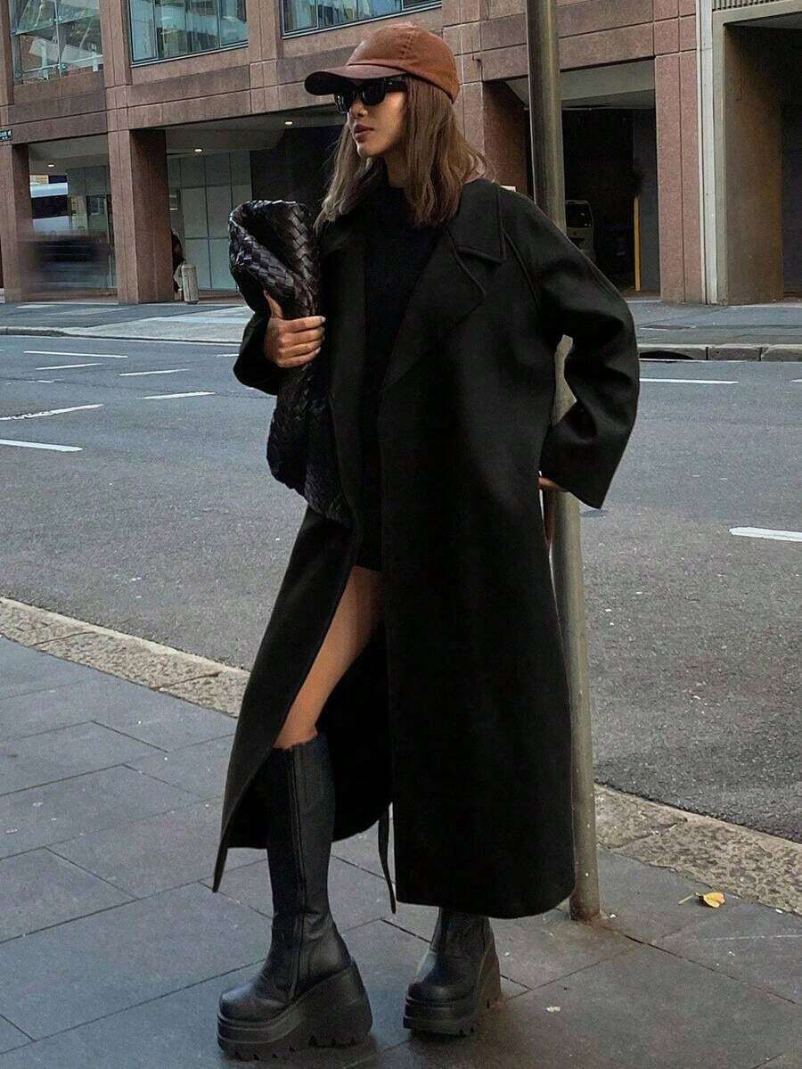 Abrigo de mujer de moda y versátil, otoño/invierno - Negro - Ver 1