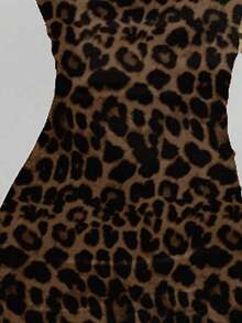 Vestido casual, elegante y sexy de estampado abstracto marrón café, tipo bandeau y ajustado, apropiado para el verano, vacaciones y fiestas - Multicolor - Ver 6