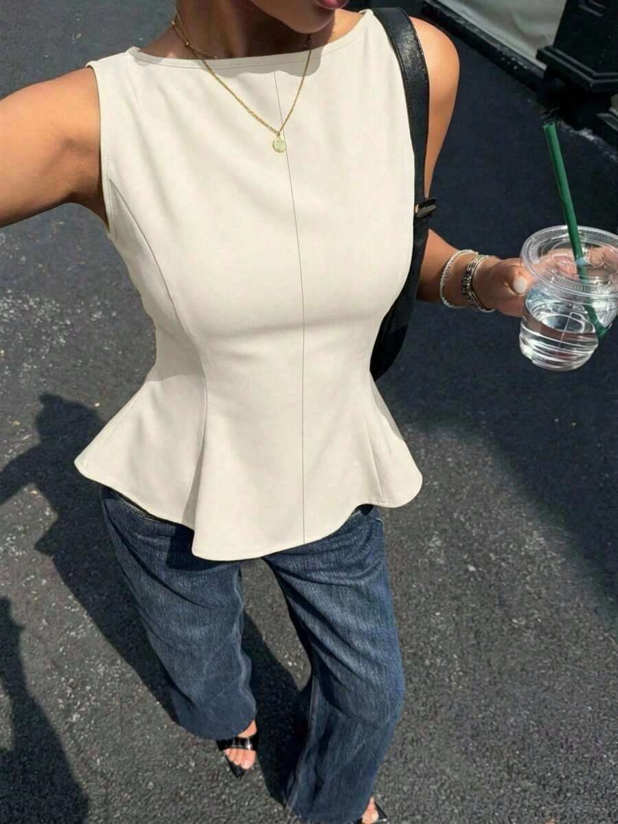 Blusa de línea A sin espalda con diseño de mariposa, nueva para el verano para mujeres - Albaricoque 3 - Ver 1