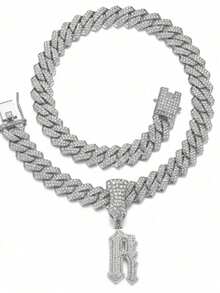 1 Pcs Funky Letter Pendant Necklace Set, Link Chain Hip Hop Jewelry, Perfect Gift For Women And Boys Women Girls Light Luxury High-End Dainty Delicate Pendant Necklace & Light Luxury Choker, Niche Design & Minimalist High-End Style, Sweet Girlish & Gentle Temperament, Shiny Eye-Catching & Texture-Rich, Slim & Versatile & Slimming, Delicate & Exquisite & Thin, Suitable For Daily Commute, Dating Outfits, Dinner Party, Workplace Business, Girlfriends Gathering, Wedding Bridesmaid, Vacation Photography, Street Shooting Styling, Holiday Gift Giving, Light Luxury Street Outings, Annual Party Gala, Casual Daily Wear, Engagement & Spring Summer Outfits, Skin Friendly & Soft Breathable - Bạc - Xem 9