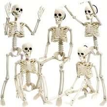 1 pièce Décoration de tête de squelette d'Halloween, tête de squelette en plastique à corps entier avec articulations réglables, petite tête de squelette suspendue, convient pour la décoration d'Halloween pour l'extérieur et l'intérieur, ornement suspendu pour maison hantée et cimetière - squelette d'Halloween - Voir 8