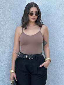 Kit 2 Basic Suplex Tank Top With Cup And Straps, Elegant Work, Summer - Black and Brown - View 10