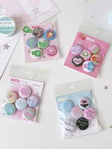 6 PCS 25mm Mini Sticker Badge Cartoon Cute Backpack Decoration Pin Student DIY Clothing Accessory Patch - Multicolor - View 11