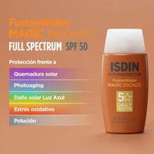 Isdin Protector Solar con Color Fusion Water Color Bronze SPF50+ Fotoprotector Facial 50 ml Protector Solar con Color Cobertura Natural Unifica Tono Acabado Sedoso Alta Protección UVA UVB - Marrón - Ver 3