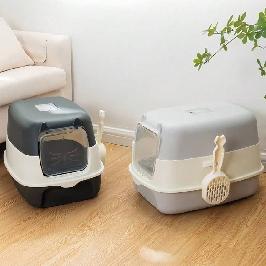 1 Piece Detachable & Washable Litter Box Set, Splash-Proof And Odor-Control, More Sanitary For Cat Toileting, Easy Litter Maintenance Without Getting Hands Dirty - one-size - View 1