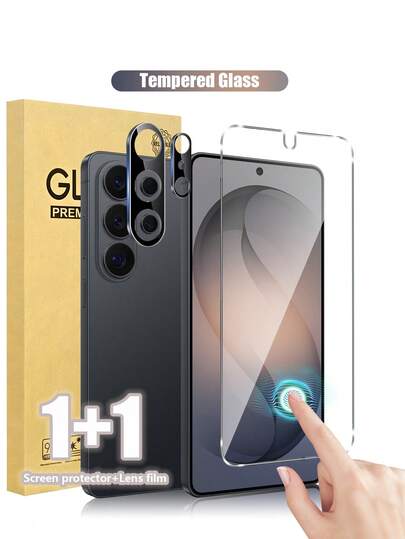 Bộ dán màn hình và bảo vệ ống kính cường lực phủ toàn màn hình cho S21+/S22+/S23+/S24/S25/S26 Plus/Ultra, màn hình hiển thị rõ nét độ phân giải cao, nhận diện vân tay nhạy, độ cứng 9H chống trầy xước, chống dầu mỡ và chống bám vân tay, chống sốc bảo vệ điện thoại hàng ngày.