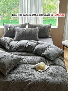 1pc Deep Gray Cutout Leaf Tufted Jacquard Pillowcase, Rustic Minimalist Decorative Throw Pillow Cover Suitable For Sofa, All Seasons, Soft & Breathable, Machine Washable, Without Filler - Grey - View 7