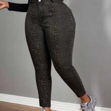 Plus Size Women's Black Skinny Jeans - Multicolor - Ver 1