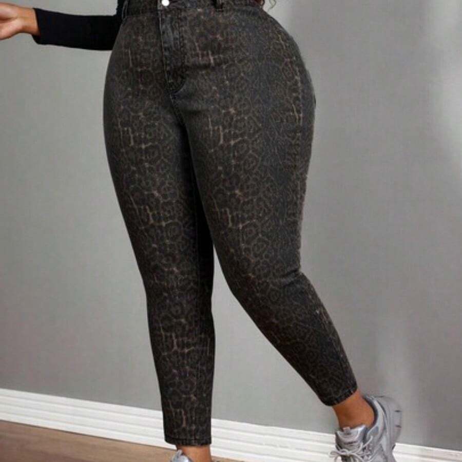 Plus Size Women's Black Skinny Jeans - Multicolor - Ver 1