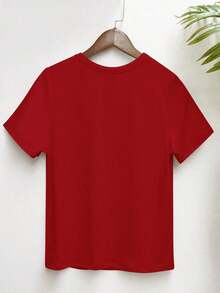 Camiseta de mujer de manga corta con estampado digital de temporada deportiva, cómoda, casual y versátil para uso urbanoPure-Cotton - Rojo - Ver 3