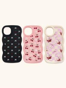 Bộ 3 ốp lưng điện thoại kiểu Coquette màu hồng trắng kẻ caro, in hoa anh đào và nơ, viền lượn sóng, làm bằng chất liệu TPU mềm, chống sốc, tương thích với iPhone 15/14/13/12/17 Pro Max & Galaxy S25 Ultra, thiết kế dễ thương nữ tính, phù hợp sử dụng hàng ngày hoặc làm quà tặng, dịp Lễ Tình nhân/Ngày của Mẹ/Sinh nhật/Bạn thân - Nhiều màu - Xem 31