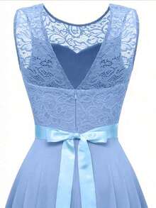 Vestido rosa de encaje sin mangas de verano para mujer - Azul - Ver 5