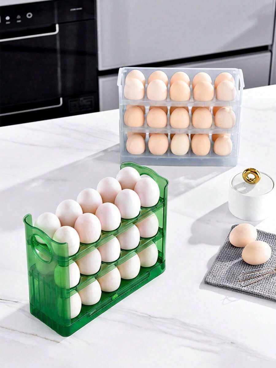 Refrigerator Egg Storage Box - Egg Holder Tray - Fridge Organizer Rack, Kitchen Egg Holder, Kitchen Storage Accessories - Washable Plastic Egg Dispenser, Space-Saving Egg Storage Rack, Ideal For Kitchen And Refrigerator Organization