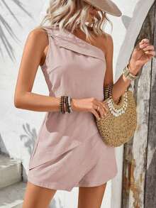 Mono sin mangas de unicolor minimalista para mujer, de verano - Rosa - Ver 3