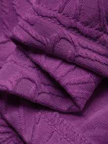 Top corto ajustado de cuello cuadrado de tela texturizada de unicolor minimalista para mujer, ideal para el verano, vacaciones y uso diario - Morado - Ver 3