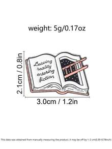 Leaving Reality Entering Fiction Reading Theme Brooch, Unique Bookish Accessory, Perfect Gift For Literature Lovers, Stylish Pin Design - Multicolor - View 3