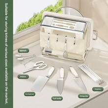 Multifunctional Stainless Steel Knife Holder Integrated Kitchen Countertop Knife And Cutting Board Storage Rack - Multicolor - View 7