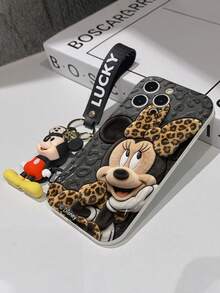 Disney Mickey Mouse Clubhouse Phone Case : 3D Fluffy Pattern Border Protector Phone Soft Phone Case With A Free Cute Mickey Bracelet Chain Lanyard, Mickey, Minnie, Goofy, Donald Duck, Daisy Duck, Pluto, For Apple 17 Promax 17 Pro 16 15 14 13 12 11 Pro Max XS Max X XR Soft Cover Summer Phone Case - White - View 7