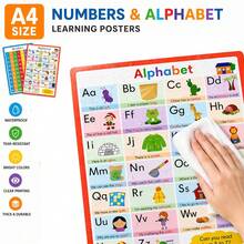 مجموعة ملصقات حروف ABC والأرقام من 1-100 للأطفال، لعبة تعليمية للأبجدية الإنجليزية والأرقام لمرحلة الروضة وما قبل المدرسة، ملصقات مونتيسوري A4 لديكور الفصل الدراسي الداخلي - متعدد الألوان - مشاهدة 3