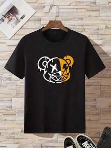 Men's Cartoon Print T-Shirt - Black - View 2