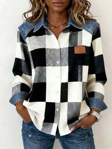 Nuevo estilo de moda, camisa de mujer de mezclilla con degradado estilo retro americano, adecuada para uso casual diario en la calle y la escuela, con un estilo llamativo de primavera y otoño con personalidad - Multicolor 2 - Ver 3