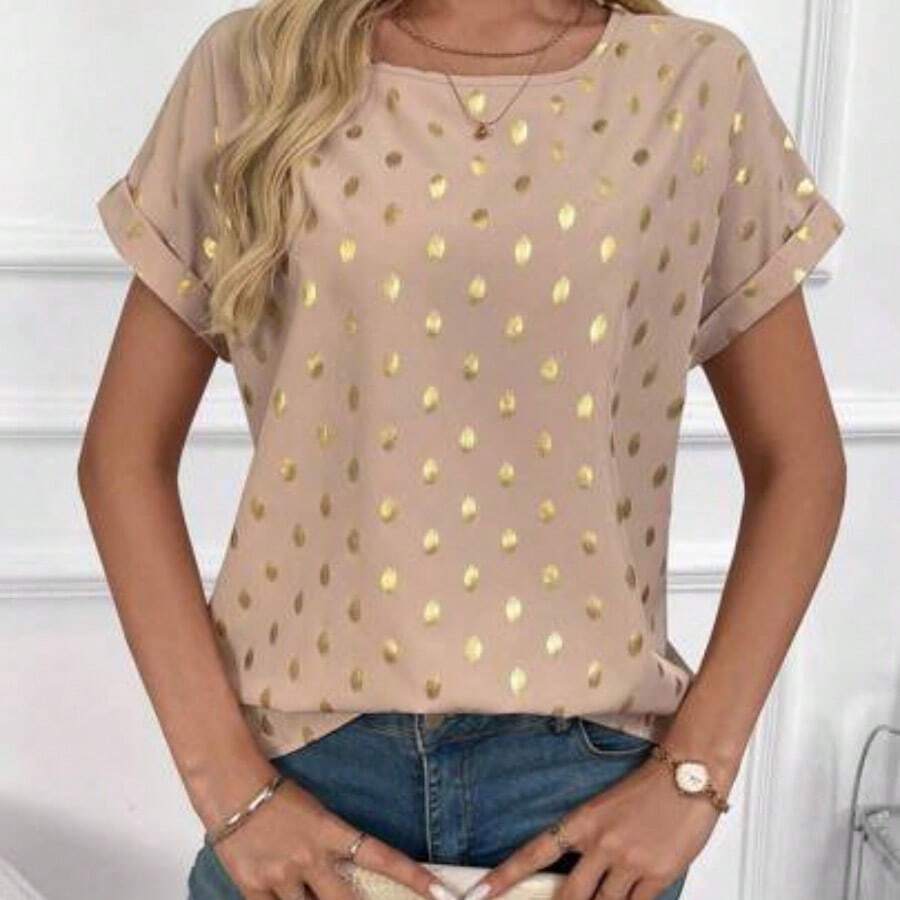 Women's Leopard Batwing Sleeve Shirt, Summer Teacher Shirts Leopard Shirt Women Blouses,Short Sleeve Tops - Caqui - Ver 1