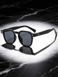 1pc New Fashion Square Double-Frame Retro Personalized Ocean Lens Tortoiseshell Fashion Glasses, Suitable For Daily Wear, Versatile Fashion, Suitable For Autumn/Winter Outfits, Beach Accessories, Retro Y2K All-Match Glasses, Business Casual Gifts - Black - View 6