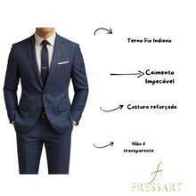 Men's Slim Fit Polyviscose Suit For Weddings - 海軍象棋 - 查看 3