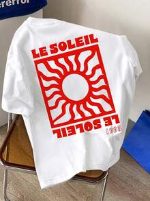 2026 T-Shirt Bianca Oversize 100% Cotone, T-Shirt Grafica Stile Street Americano Retrò, Abbigliamento Sportivo Casual Primavera/Estate/Tutte Le Stagioni Per Donna, Top A Maniche - 白色 5 - 查看 3