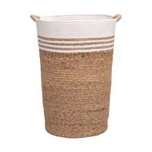 Seville Classics - Cesta de lavandería portátil tejida a mano con asas de transporte, almacenamiento doméstico para ropa, sábanas, cesta con forro, color blanco - Jacinto de agua natural y cuerda blanca - Ver 9