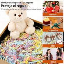 Papel Rallado para Cestas de Regalo, 1LB 16OZ Relleno de Papel Arrugado para Cumpleaños, Bodas, Cajas Bolsas, Relleno de Cestas, Aniversarios, Envoltura de Regalos (Color mixto) - Color mixto - Ver 5