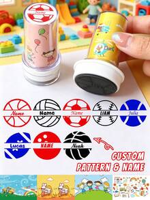 1 Con dấu + 100 Nhãn dán, Con dấu tên tùy chỉnh, Con dấu tên cá nhân hóa cho quần áo, Con dấu chữ ký, Họa tiết hoạt hình, Có thể tùy chỉnh, Con dấu chữ ký tròn vỏ trong suốt, Tùy chỉnh, Quà tặng sinh nhật, Dễ thương, Có thể tái sử dụng, Phong bì, Thiệp mời, Giáo viên, Gia đình - Phong cách B - Xem 1