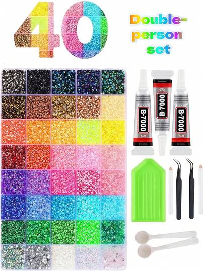 3mm Mixed Color Crystal Rhinestones DIY Decoration Set, Includes Tweezers And B7000 Glue, Suitable For Clothing, Cups, Shoes, Fabrics And Other DIY Rhinestone Decorations, Adult Handicrafts, Glitter Sets, Diamond Painting